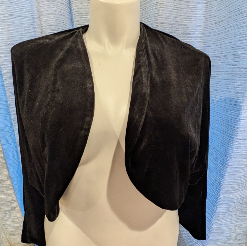 WHBM Black Velvet Bolero Jacket - M